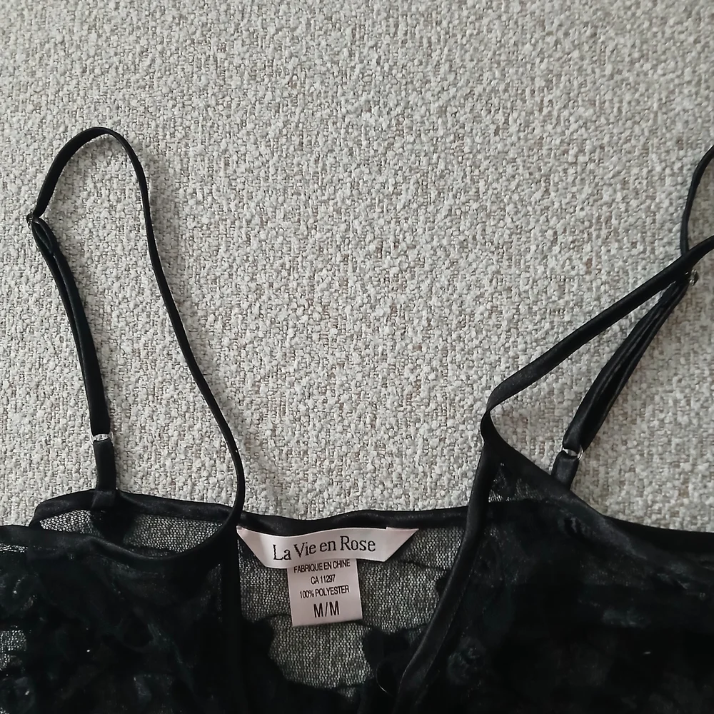 La Vie En Rose Black Sheer Lace Top - Picture 2 of 3